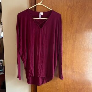 Alya Deep Burgundy Long Sleeve Top